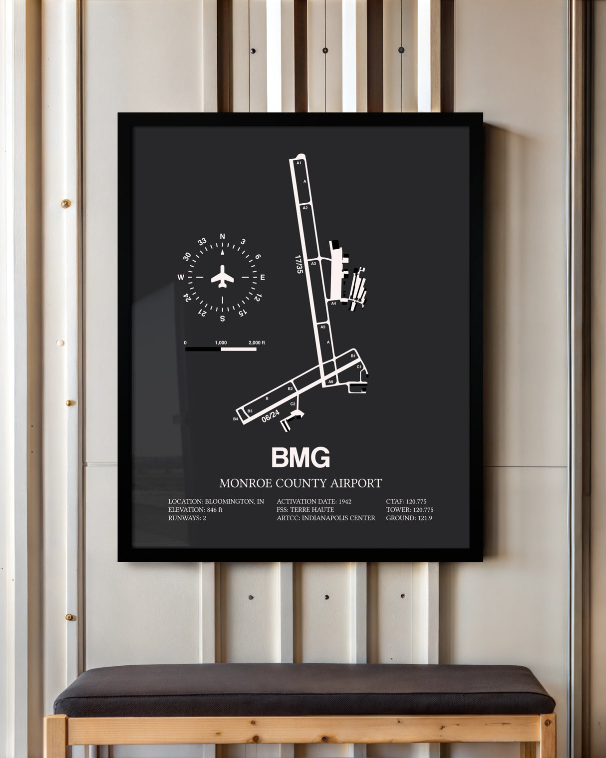 Frame color options for Monroe County Airport Wall Art