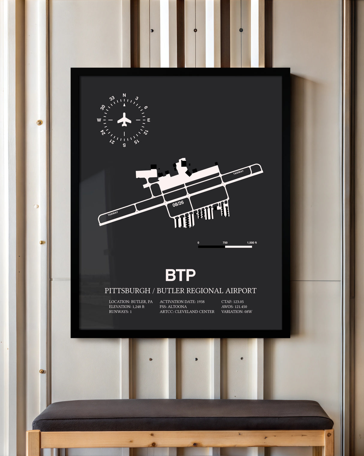 Frame color options for Pittsburgh / Butler Regional Airport Wall Art