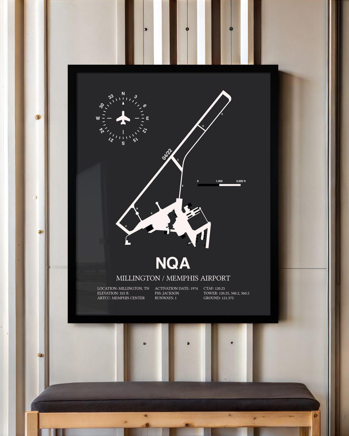 Frame color options for Millington / Memphis Airport Wall Art