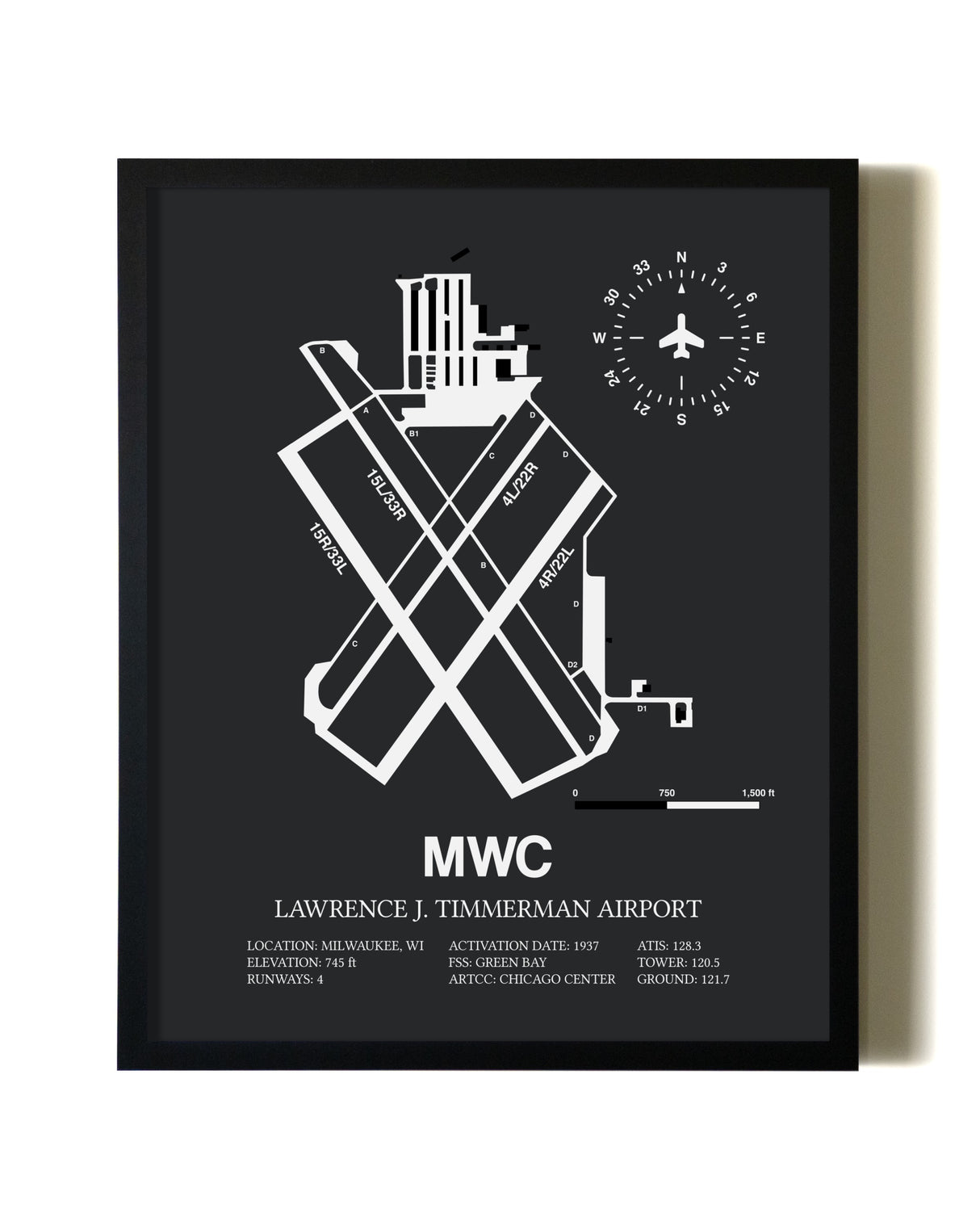 Unframed Lawrence J. Timmerman Airport map print poster