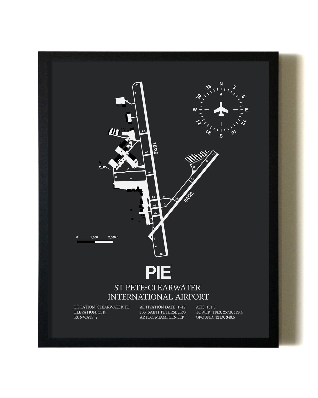 Unframed St. Pete-Clearwater International Airport map print poster