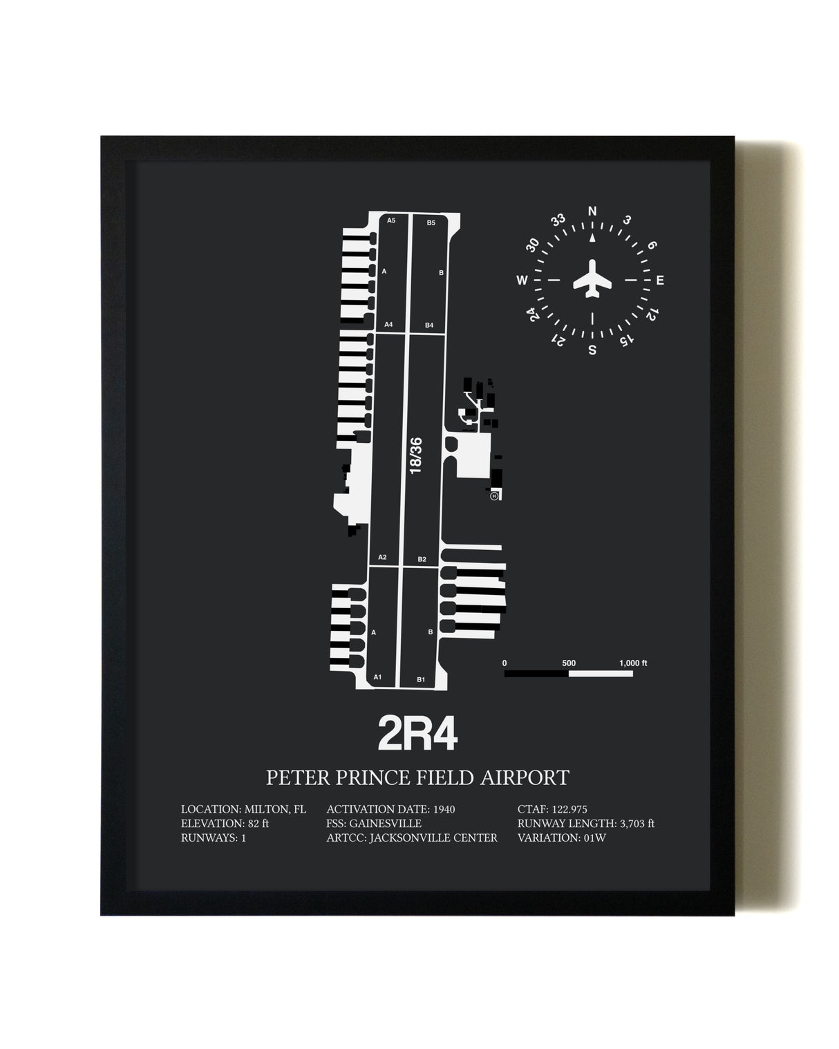 Unframed Peter Prince Field Airport map print poster