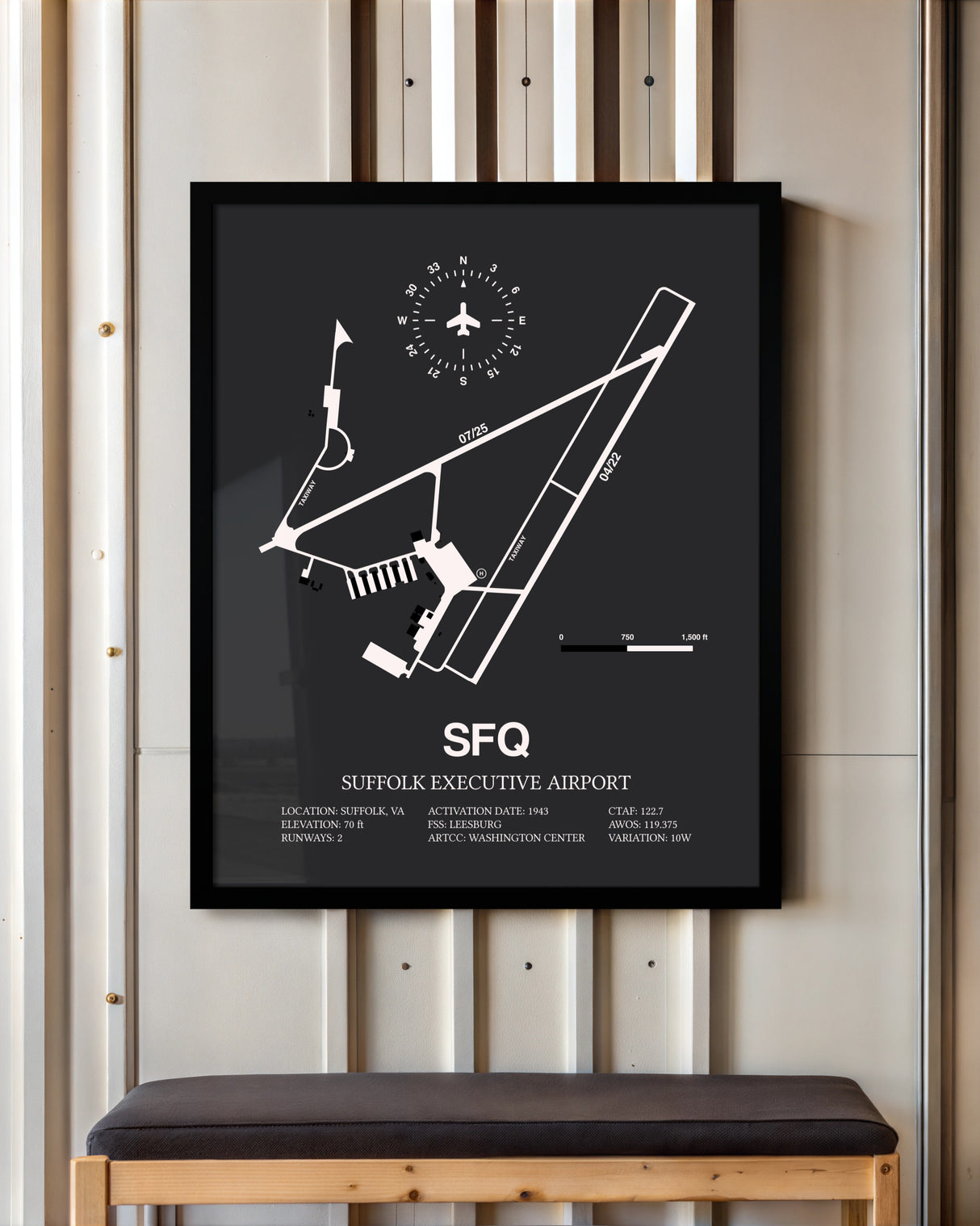 Frame color options for Suffolk Executive Airport Wall Art