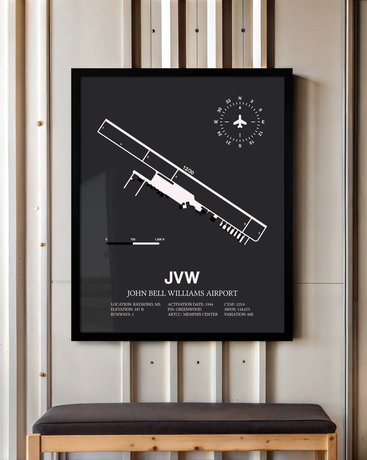 Frame color options for John Bell Williams Airport Wall Art