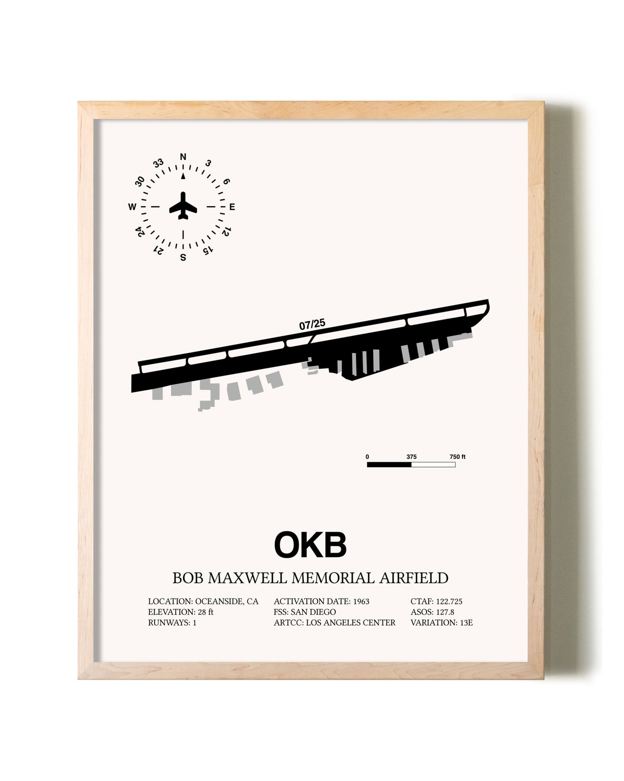 Bob Maxwell Memorial Airfield framed wall art in white frame