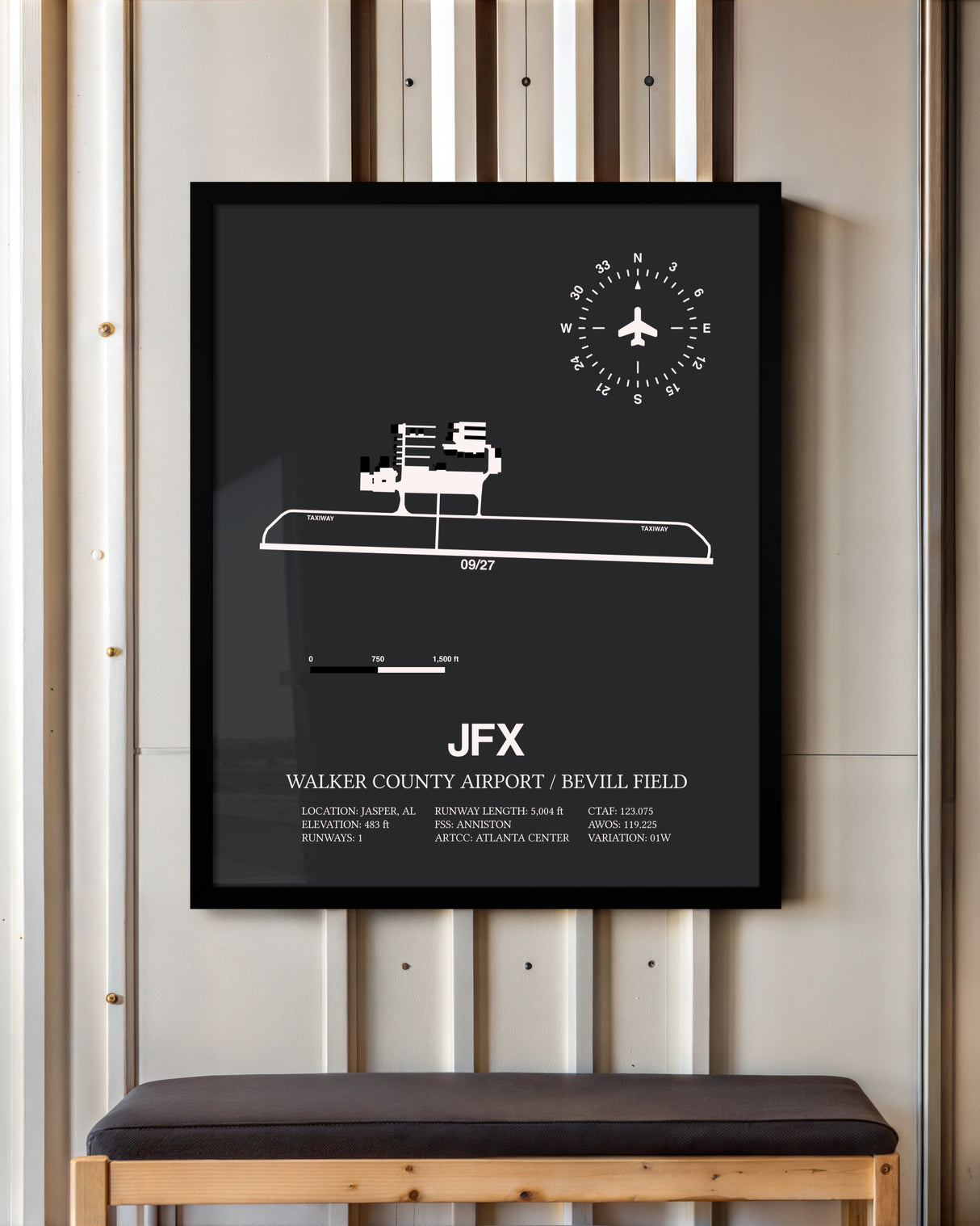 Frame color options for Walker County Airport / Bevill Field Wall Art