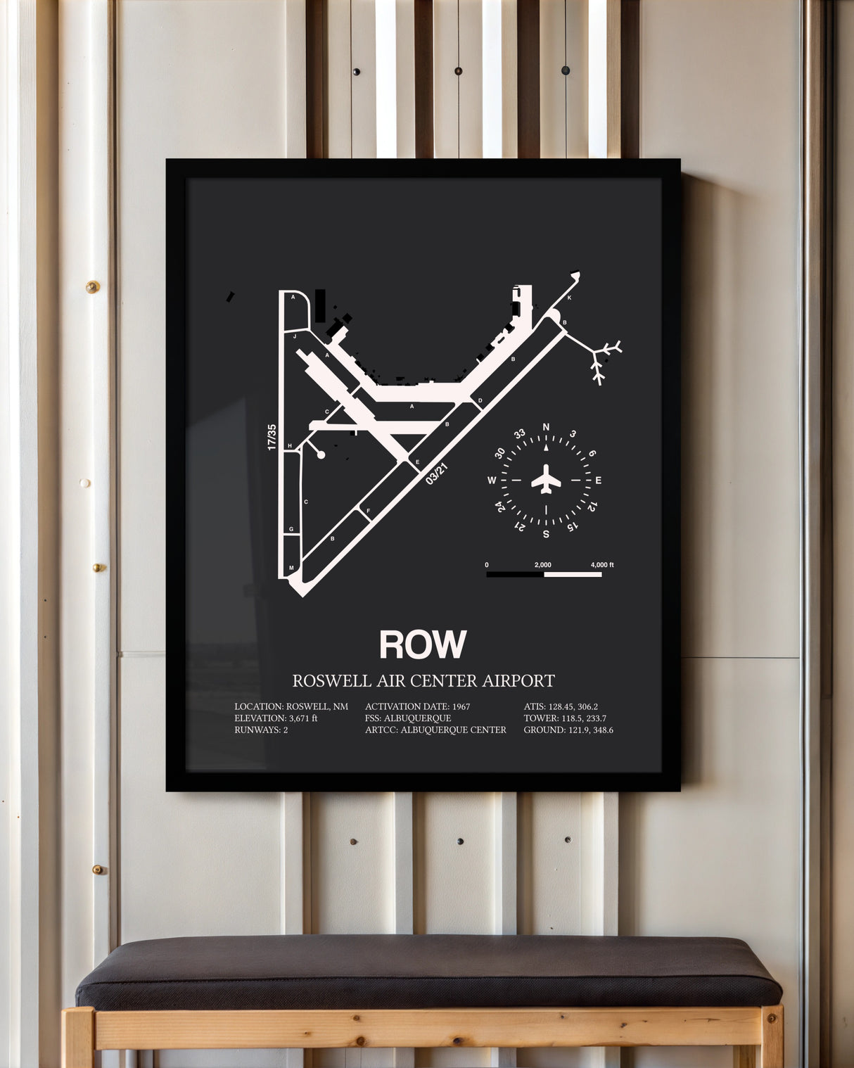 Frame color options for Roswell Air Center Airport Wall Art