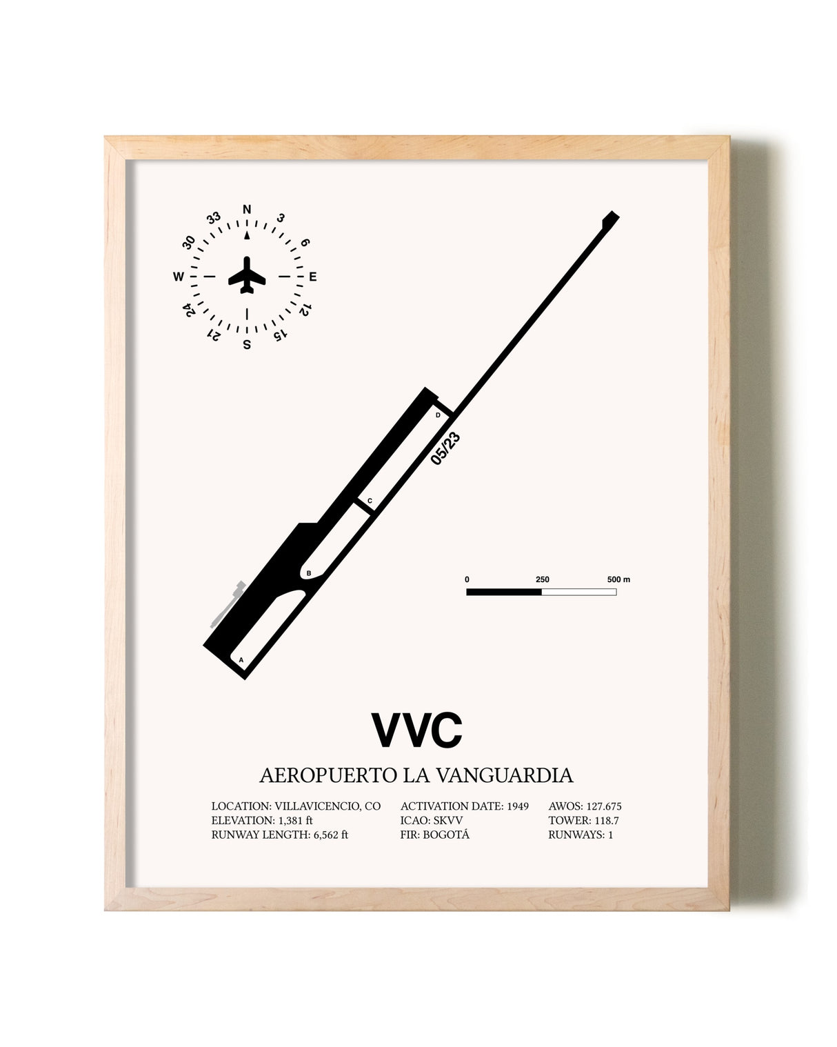 Aeropuerto La Vanguardia framed wall art in white frame