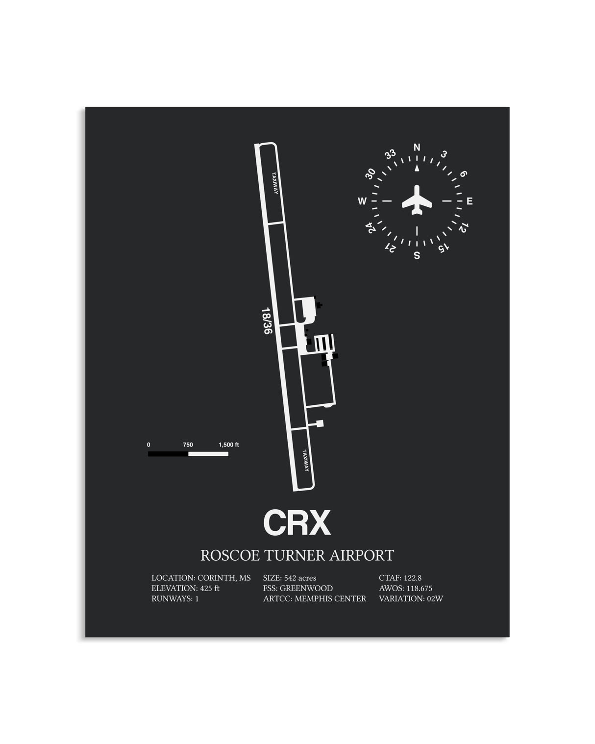 Gray Framed Roscoe Turner Airport layout wall art poster