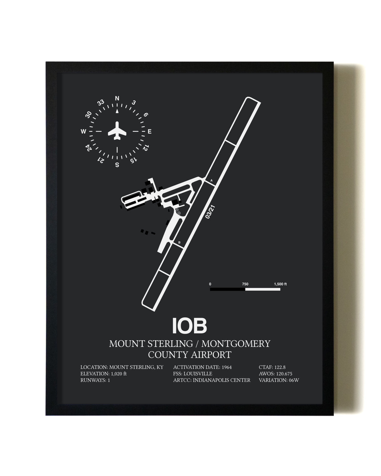 Unframed Mount Sterling / Montgomery County Airport map print poster