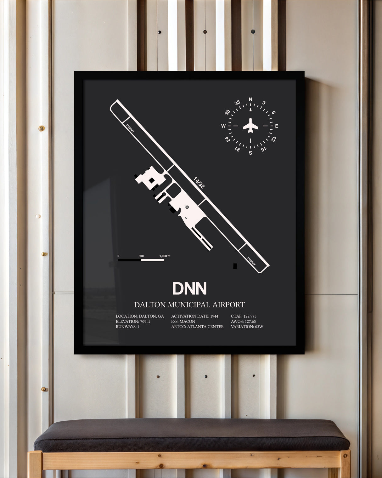 Frame color options for Dalton Municipal Airport Wall Art