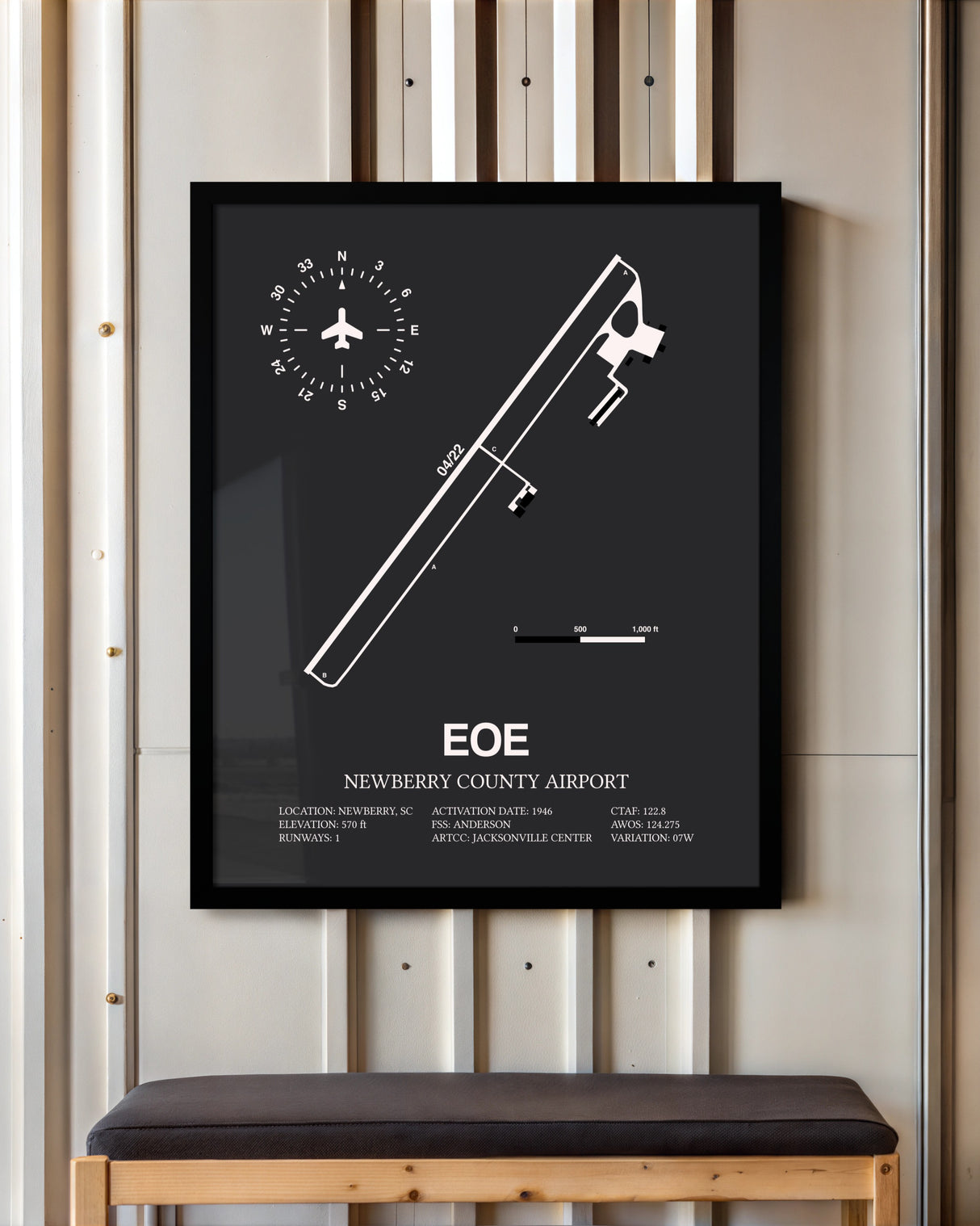 Frame color options for Newberry County Airport Wall Art