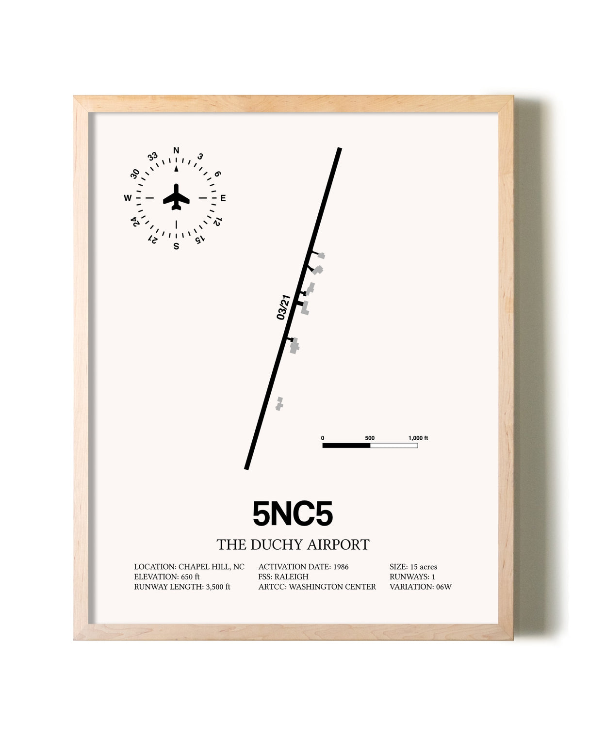 The Duchy Airport framed wall art in white frame