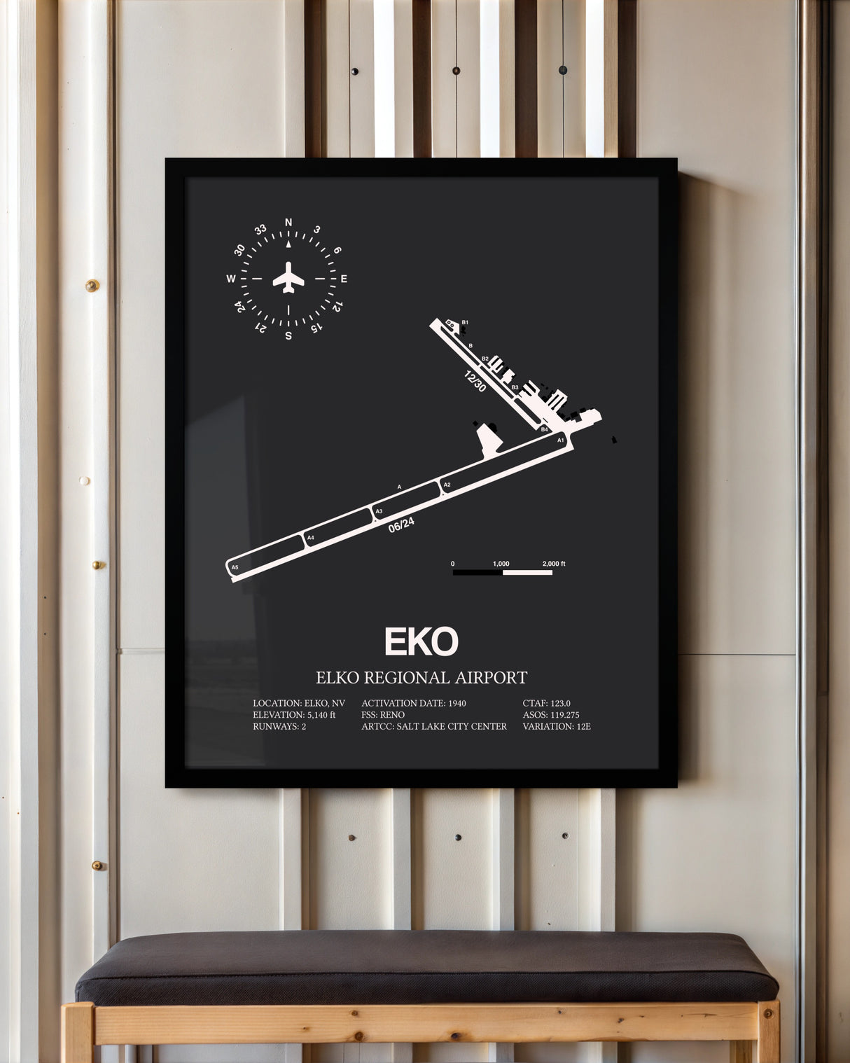 Frame color options for Elko Regional Airport Wall Art