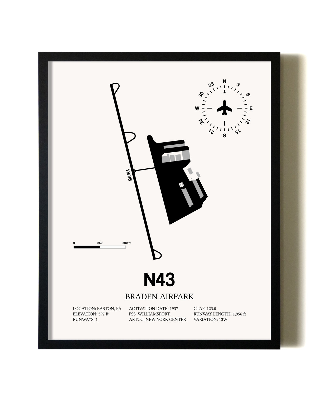 Framed Braden Airpark wall art poster in black frame
