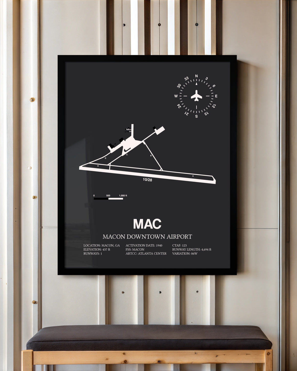 Frame color options for Macon Downtown Airport Wall Art