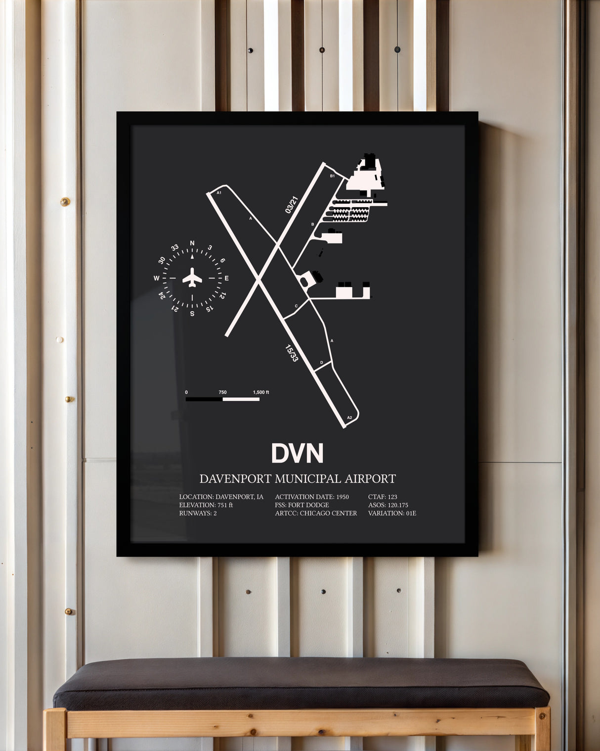 Frame color options for Davenport Municipal Airport Wall Art