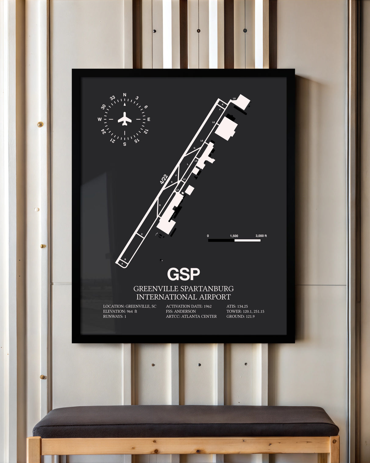 Frame color options for Greenville Spartanburg International Airport Wall Art
