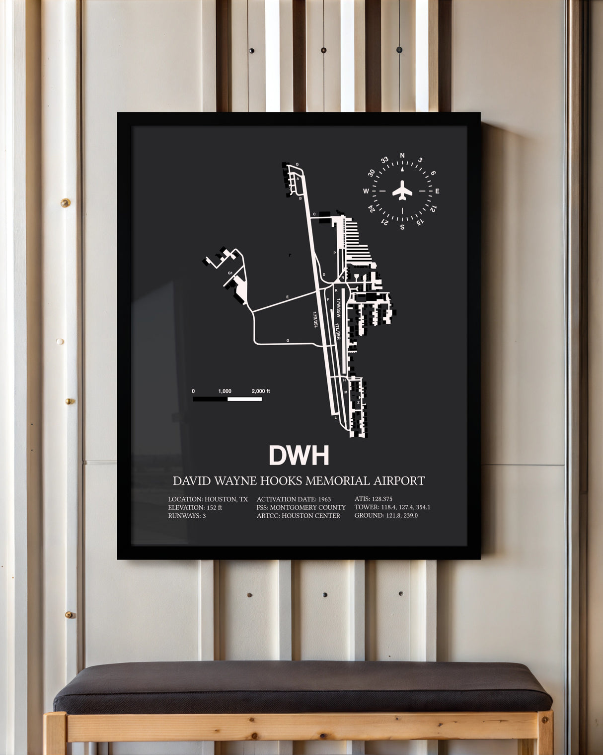 Frame color options for David Wayne Hooks Memorial Airport Wall Art