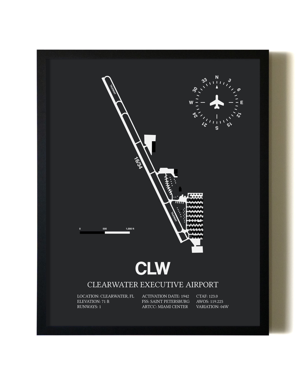 Unframed Clearwater Executive Airport map print poster