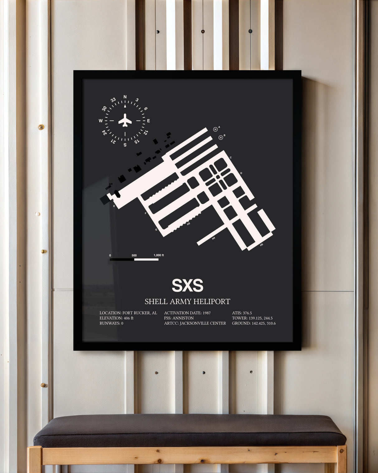 Frame color options for Shell Army Heliport Wall Art