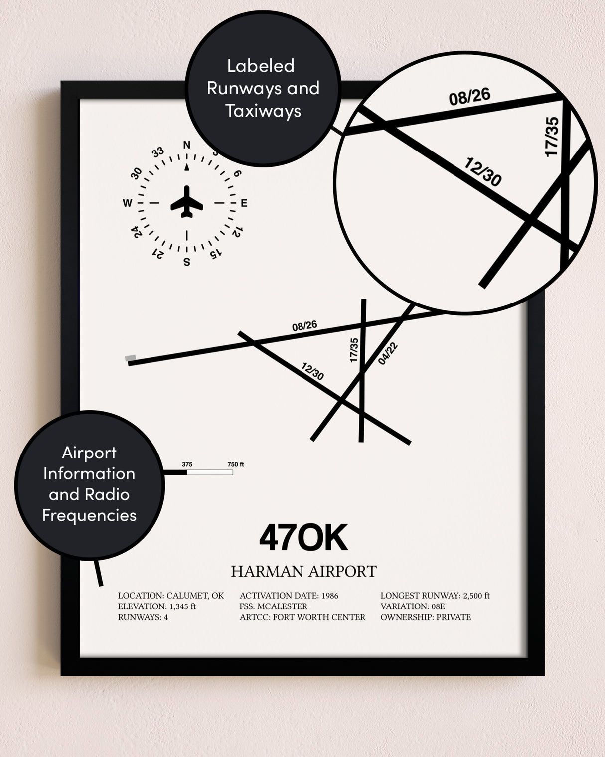 Framed Harman Airport layout wall art poster