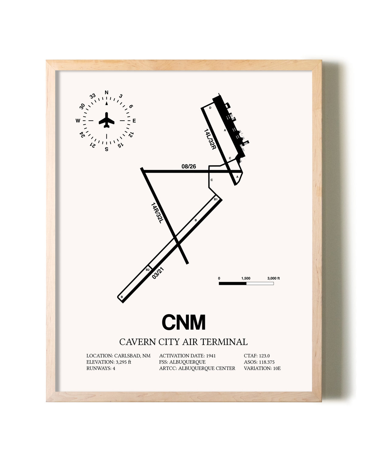 Cavern City Air Terminal framed wall art in white frame