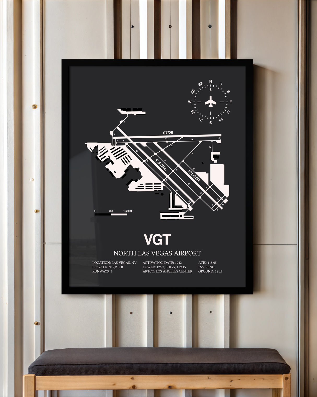Frame color options for North Las Vegas Airport Wall Art