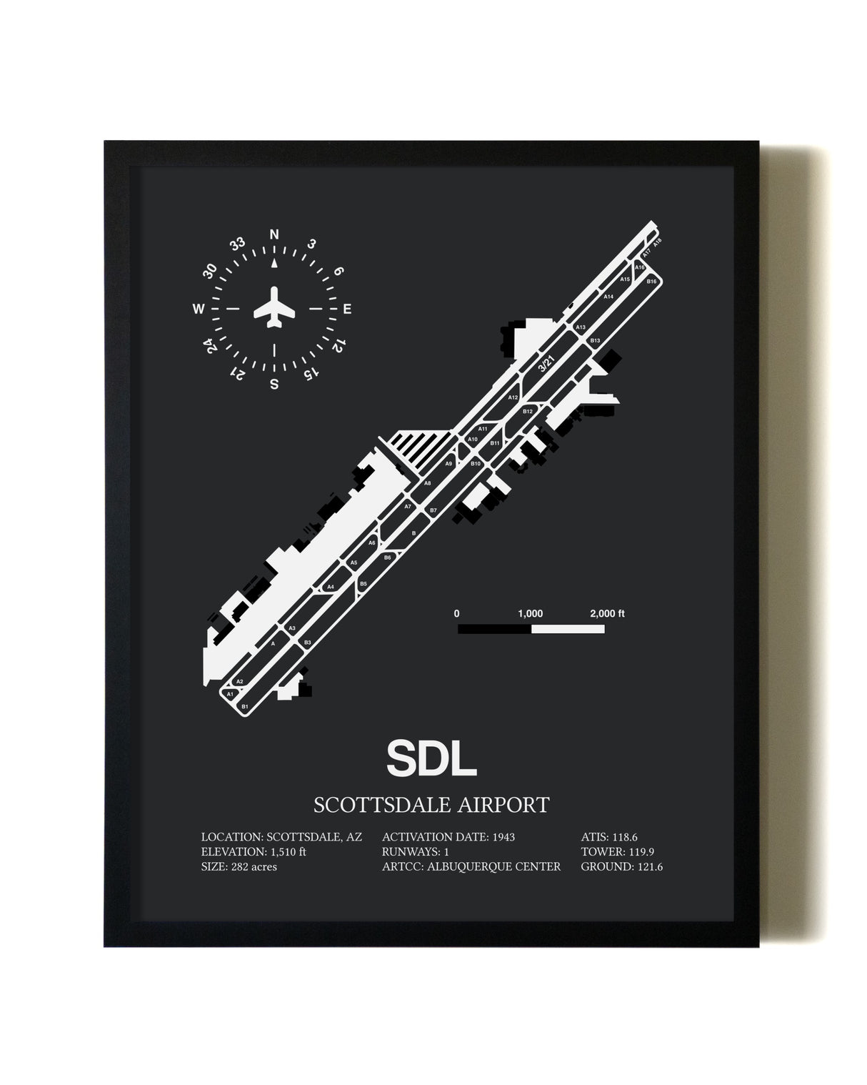Unframed Scottsdale Airport map print poster