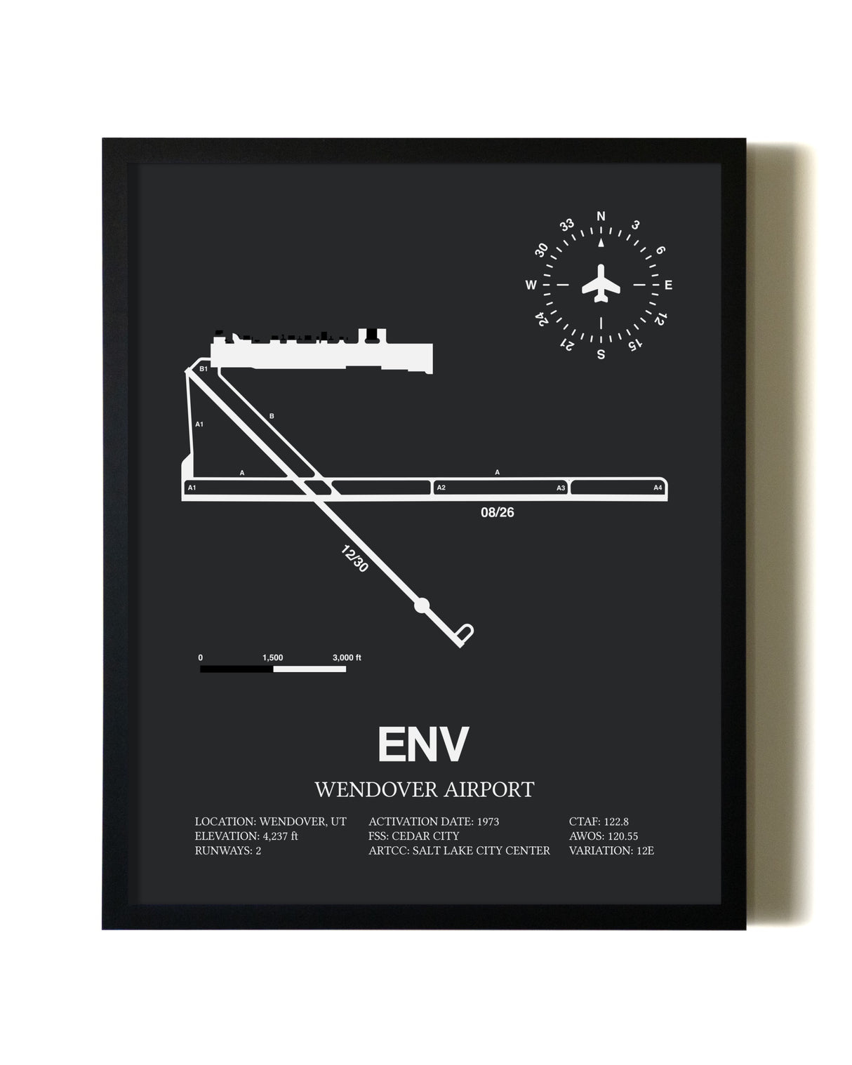 Unframed Wendover Airport map print poster
