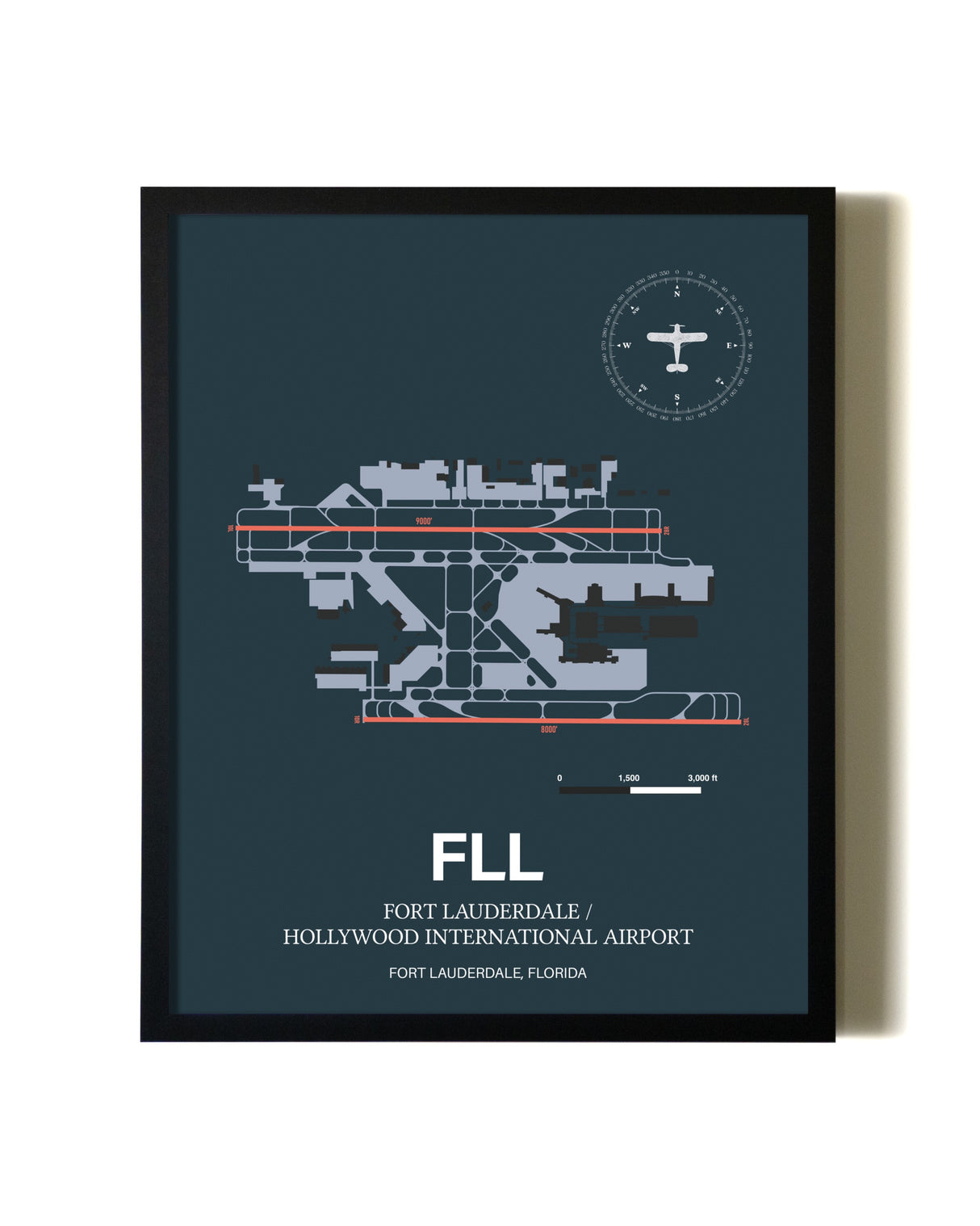 Slate Framed Fort Lauderdale/Hollywood International Airport wall art poster in black frame