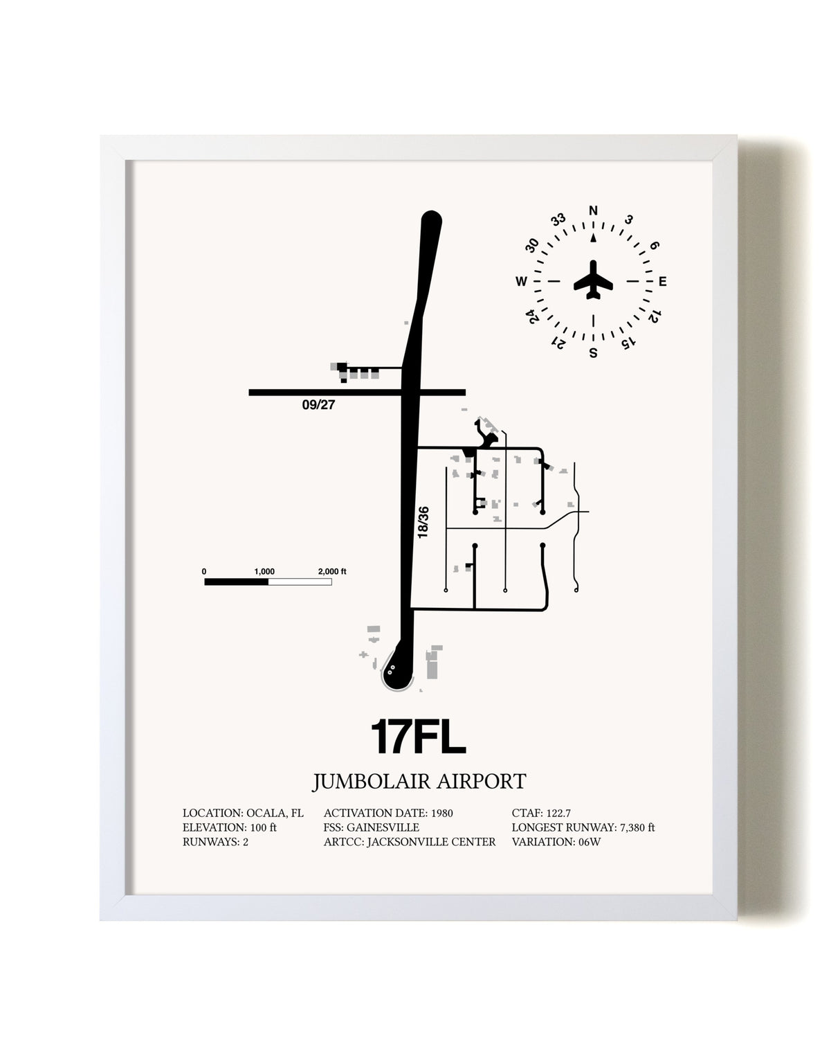 Jumbolair Airport airport map poster in oak frame