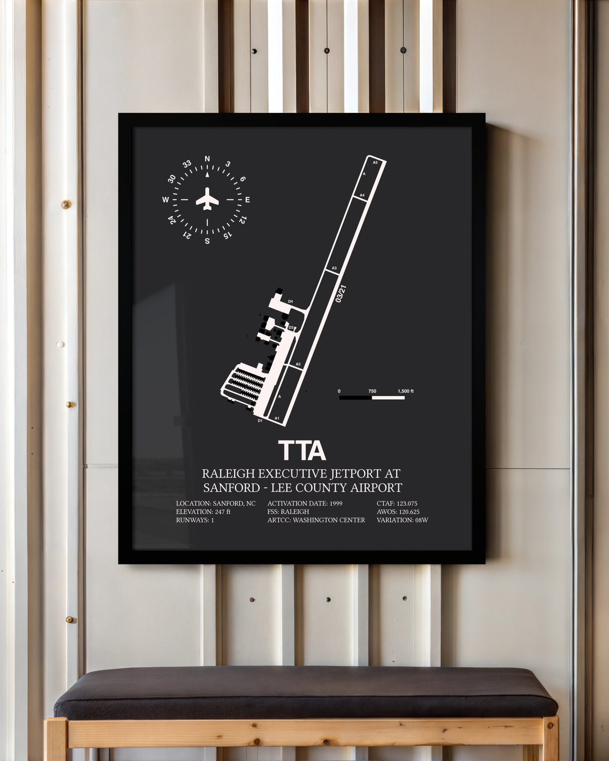 Frame color options for Raleigh Executive Jetport At Sanford-Lee County Airport Wall Art