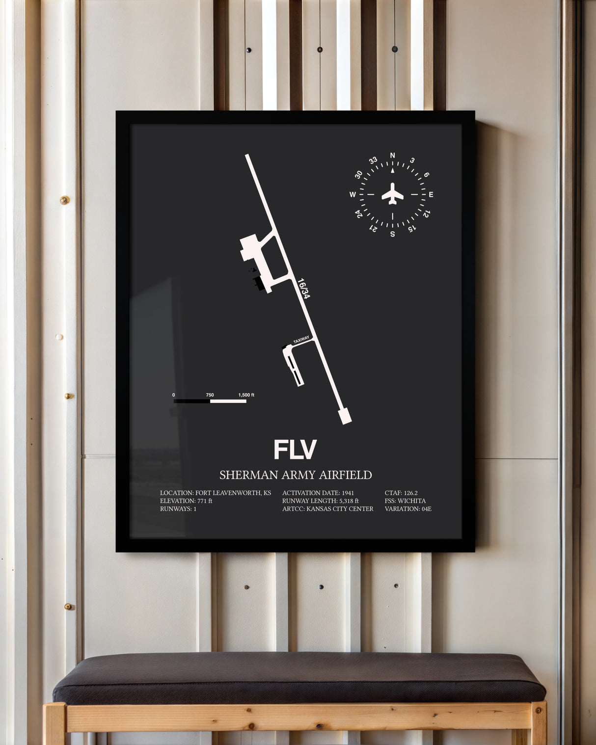 Frame color options for Sherman Army Airfield Wall Art