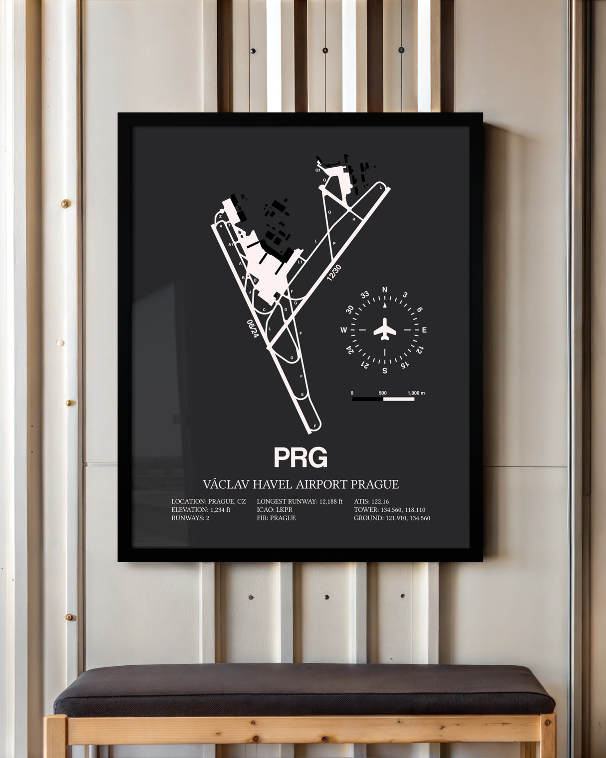 Frame color options for Vaclav Havel Airport Prague Wall Art