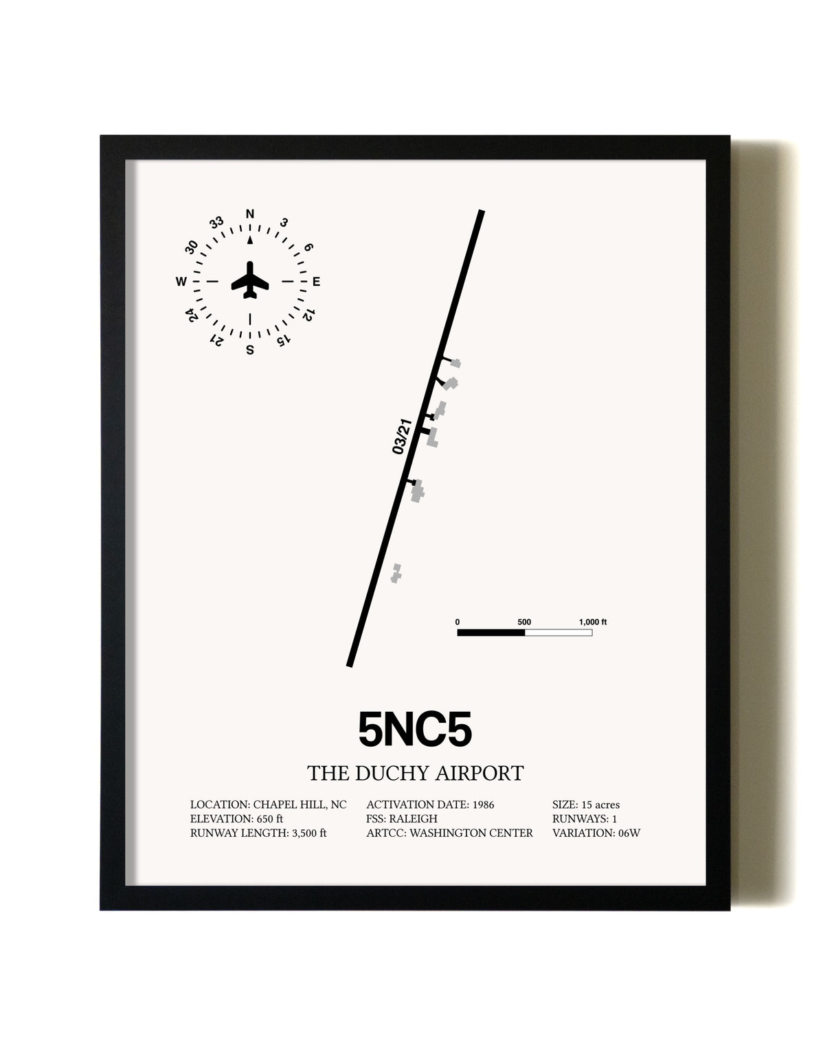 Framed The Duchy Airport wall art poster in black frame