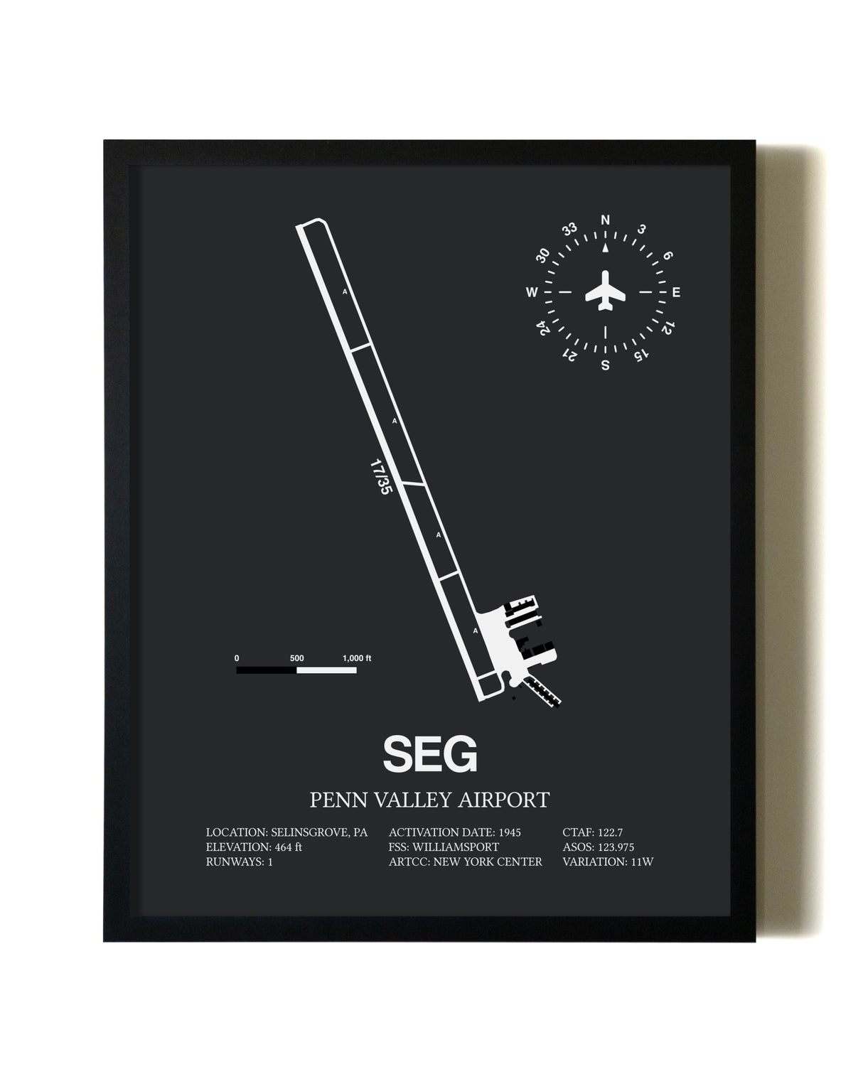 Unframed Penn Valley Airport map print poster