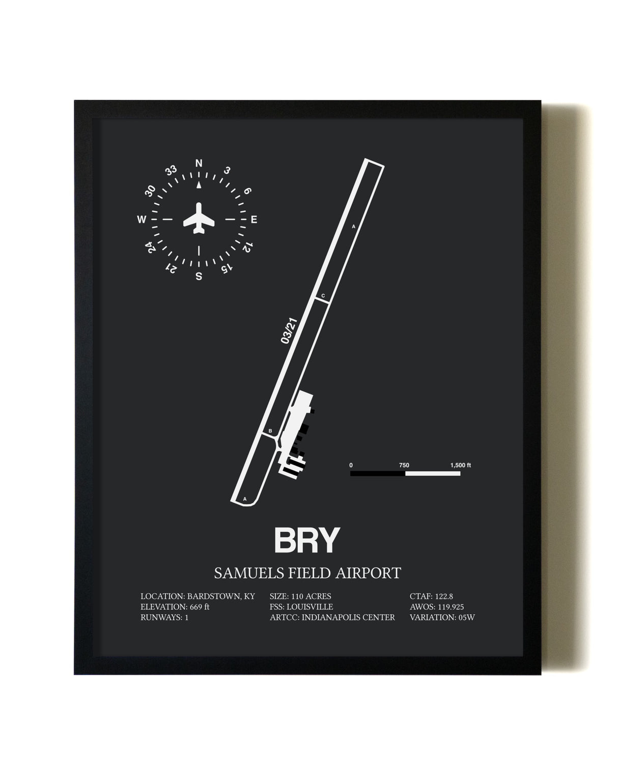 Unframed Samuels Field Airport map print poster