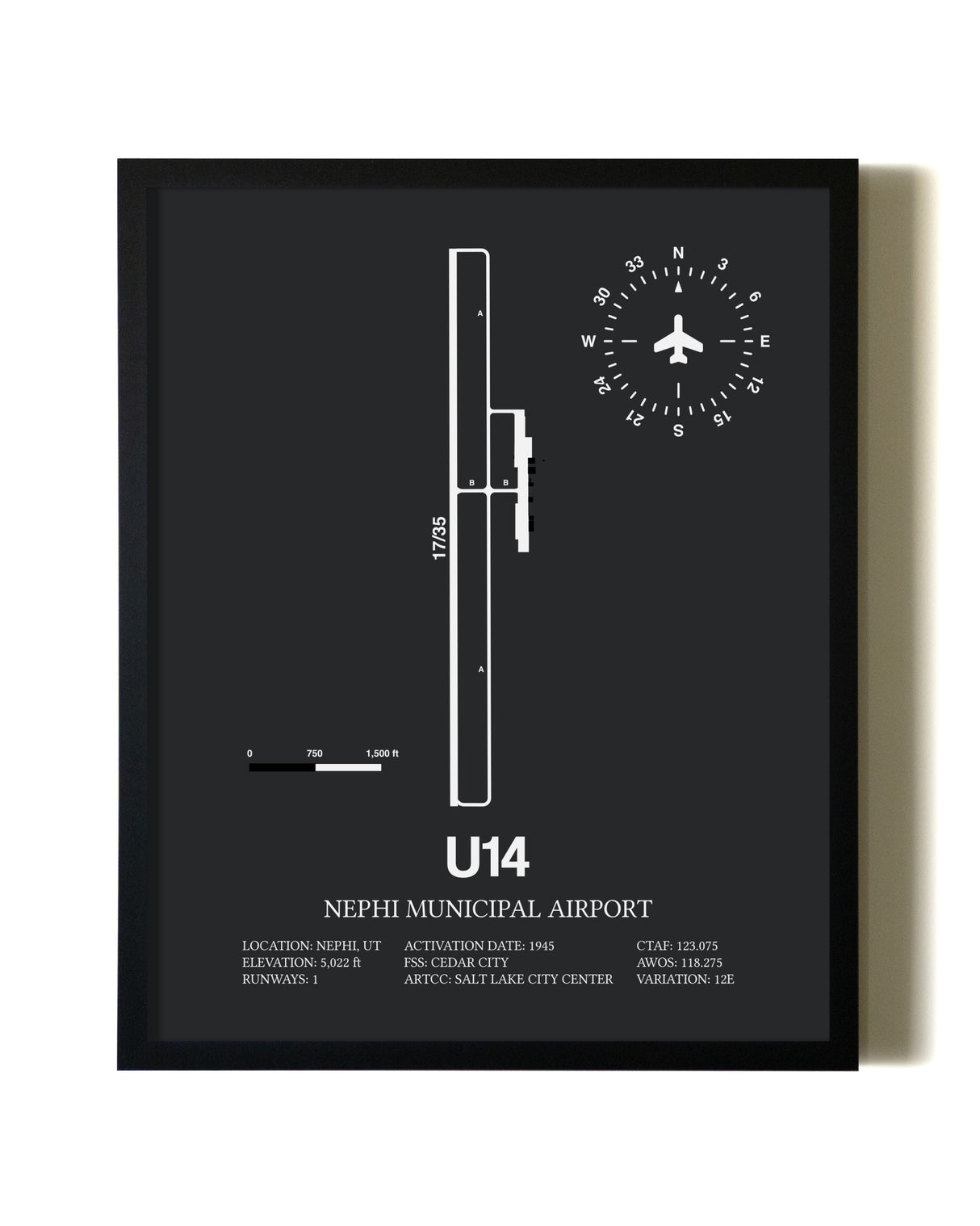 Unframed Nephi Municipal Airport map print poster