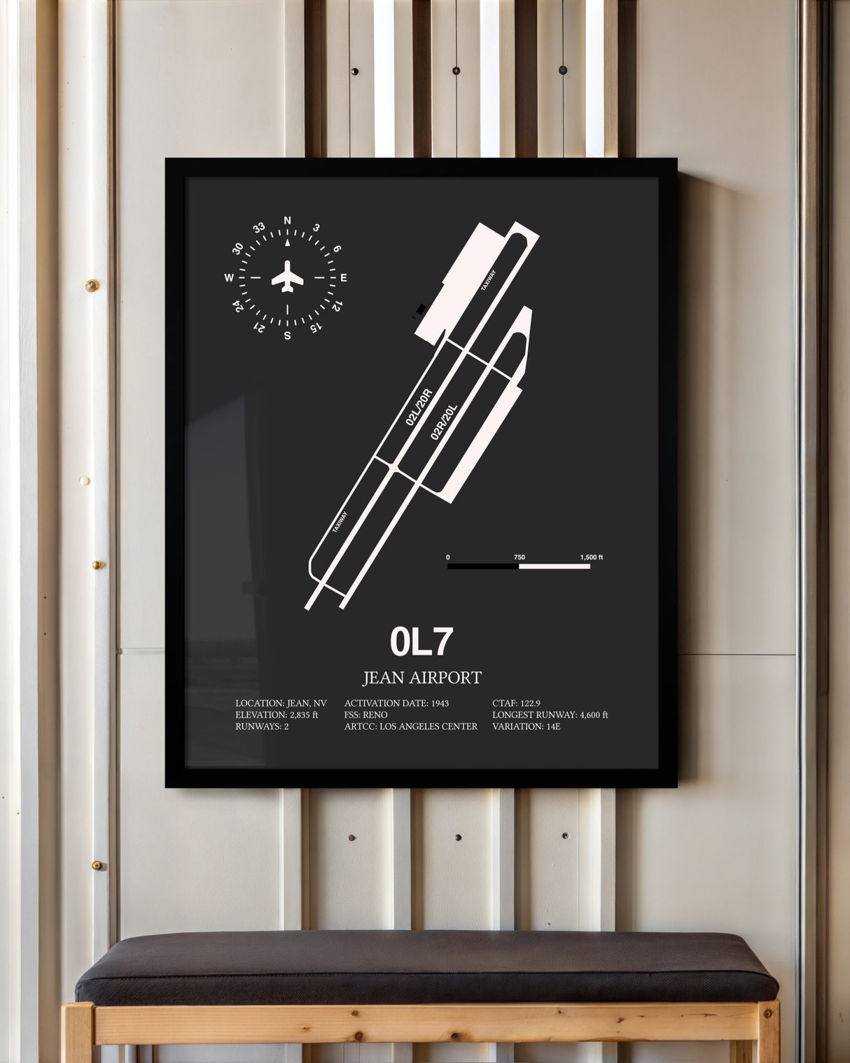 Frame color options for Jean Airport Wall Art