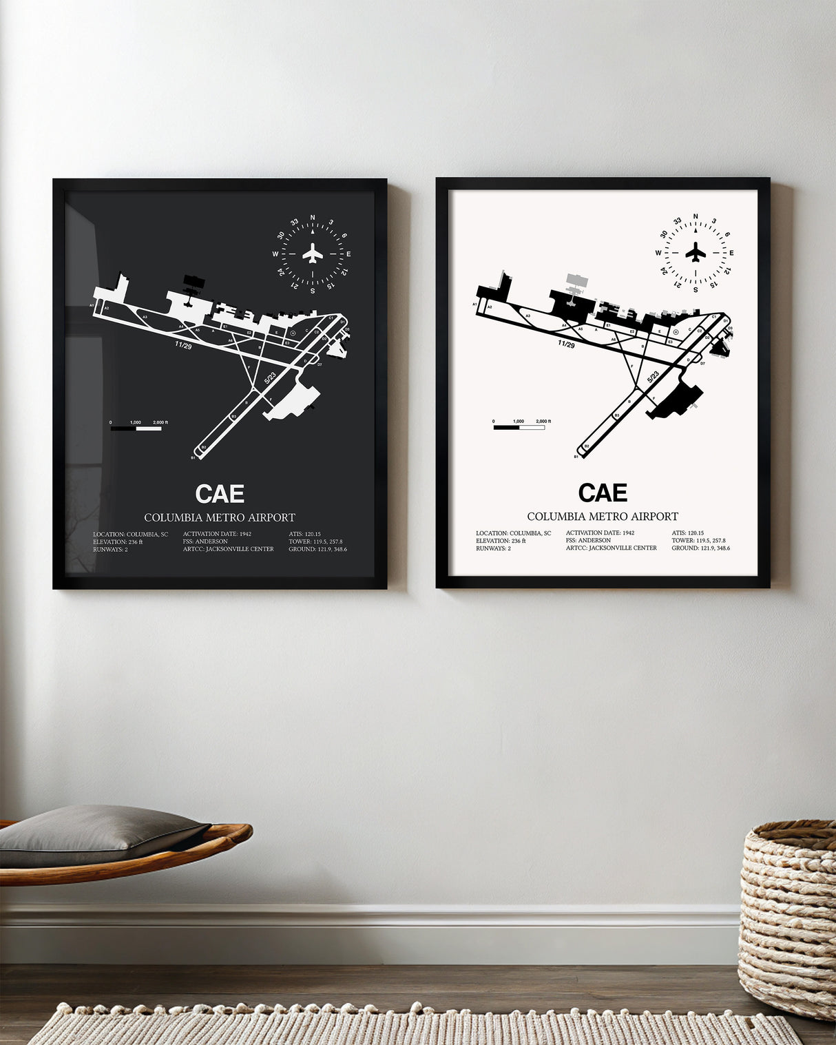 CAE Airport Map, Columbia Metro Airport Print