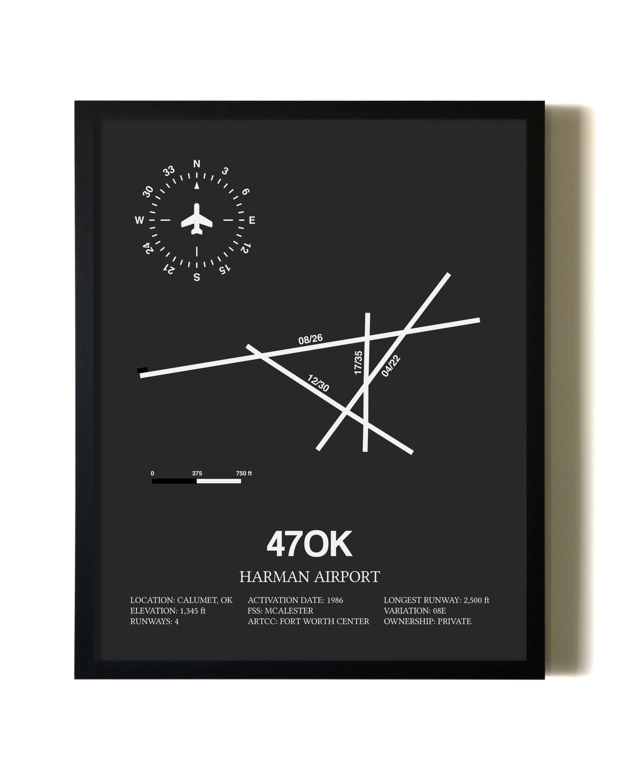 Unframed Harman Airport map print poster