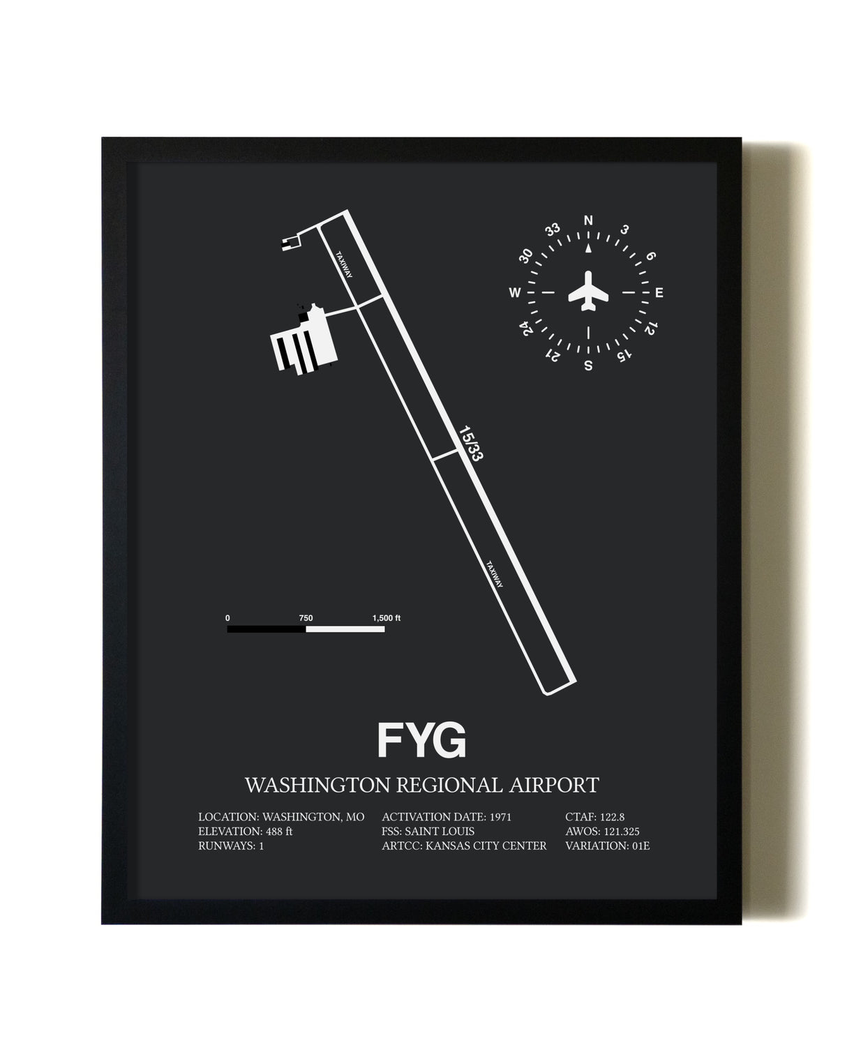 Unframed Washington Regional Airport map print poster