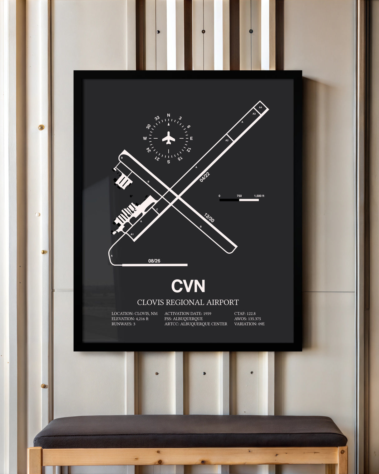 Frame color options for Clovis Regional Airport Wall Art