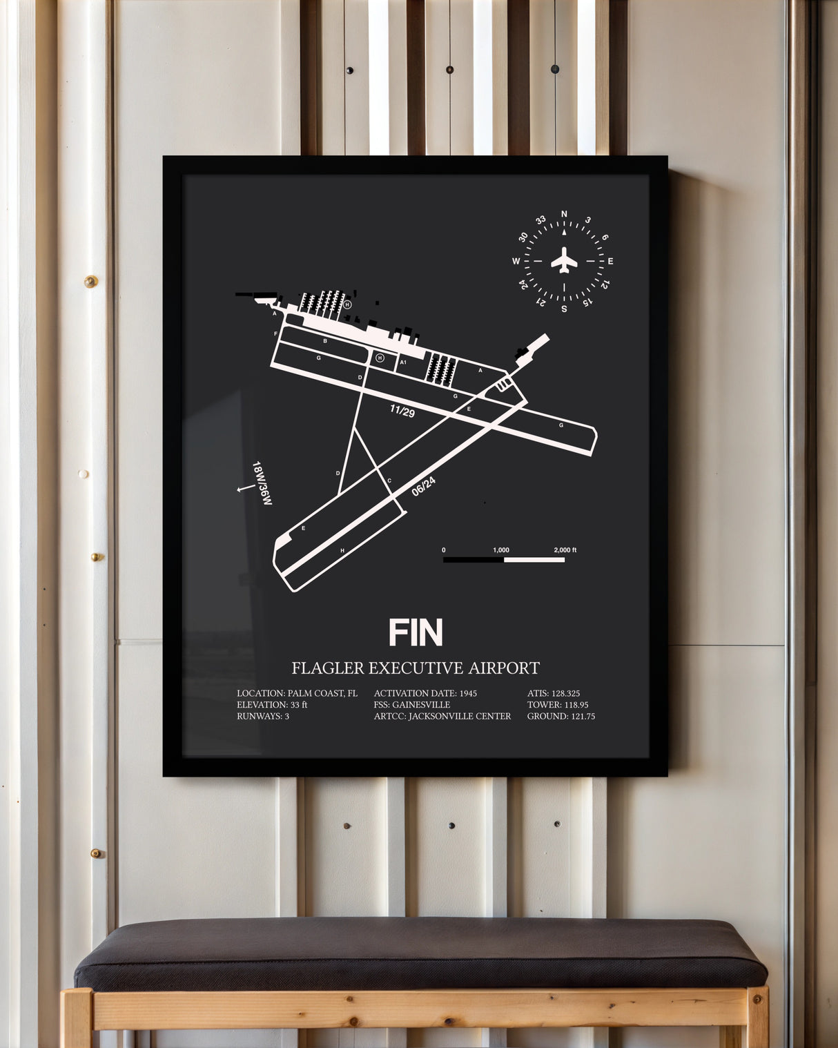 Frame color options for Flagler Executive Airport Wall Art