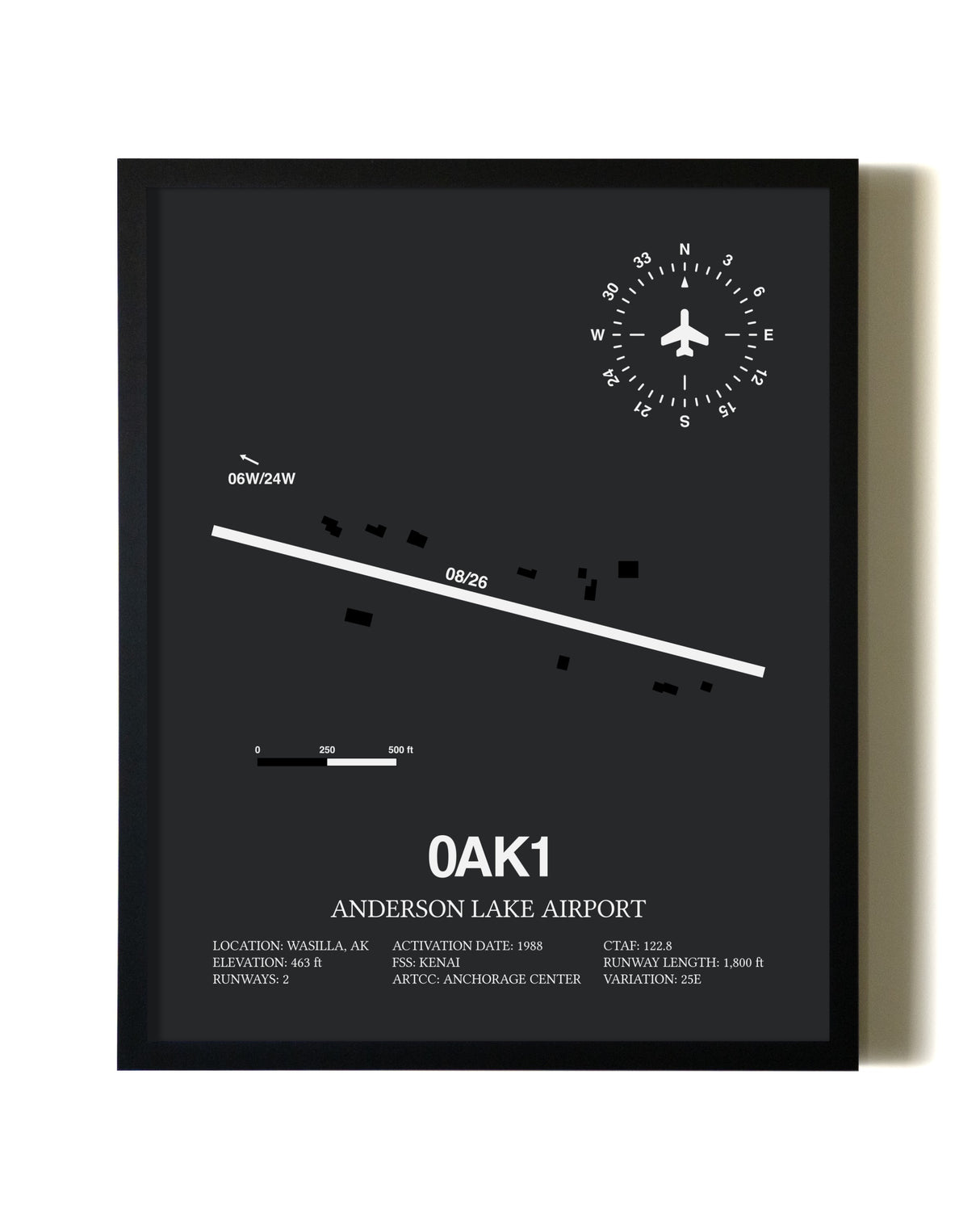 Unframed Anderson Lake Airport map print poster