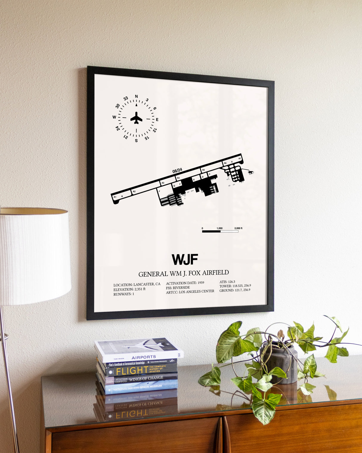 General William J. Fox Airfield aviation wall décor in black wood frame
