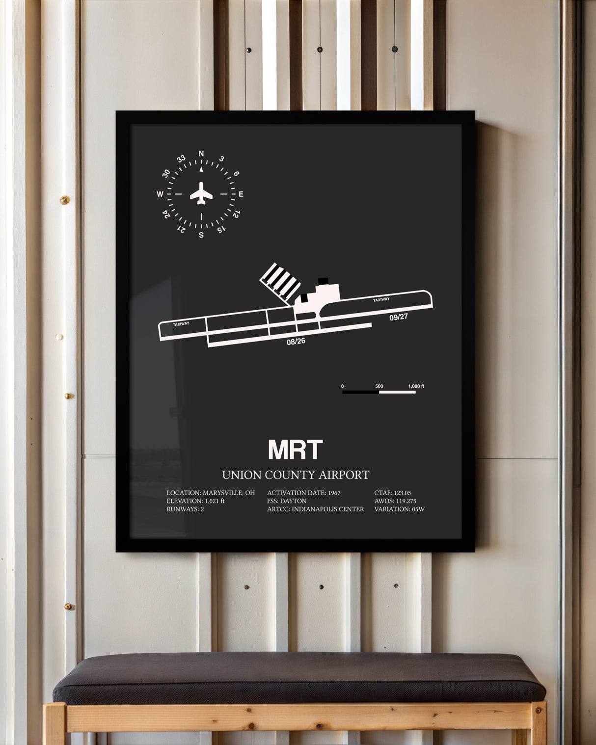 Frame color options for Union County Airport Wall Art