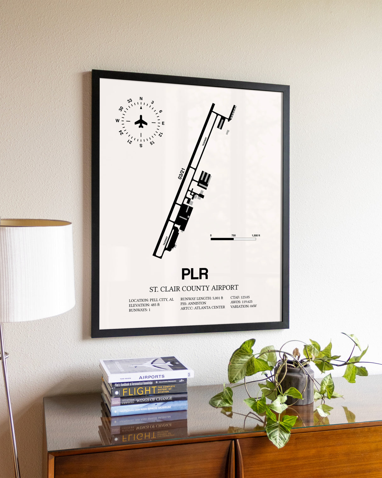 St. Clair County Airport aviation wall décor in black wood frame