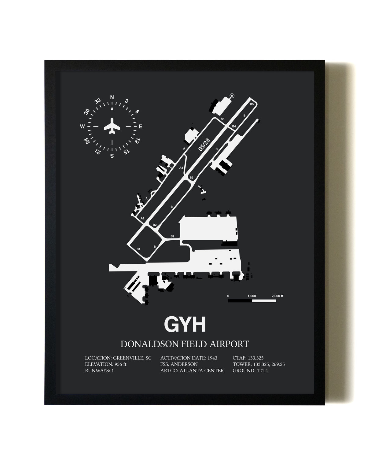 Unframed Donaldson Field Airport map print poster